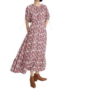 Warm Geranium Print Dress Small Fairy Pleasant Boho Cottagecore Floral Costal